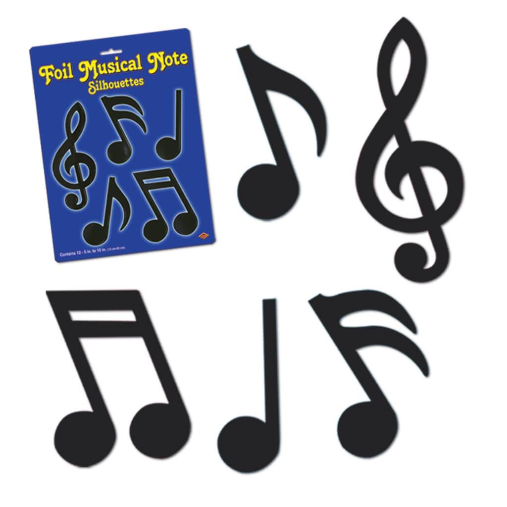 Musical Notes Silhouettes 5in x 10in Black 