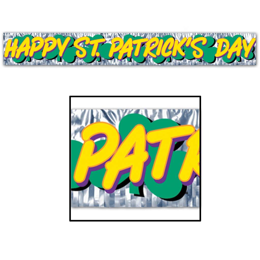 Happy St.Patricks Day Metallic Banner 8in x 5in 