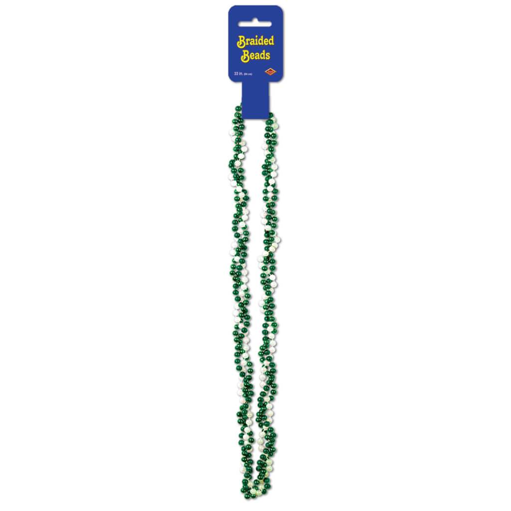 Beads Braided Green White 