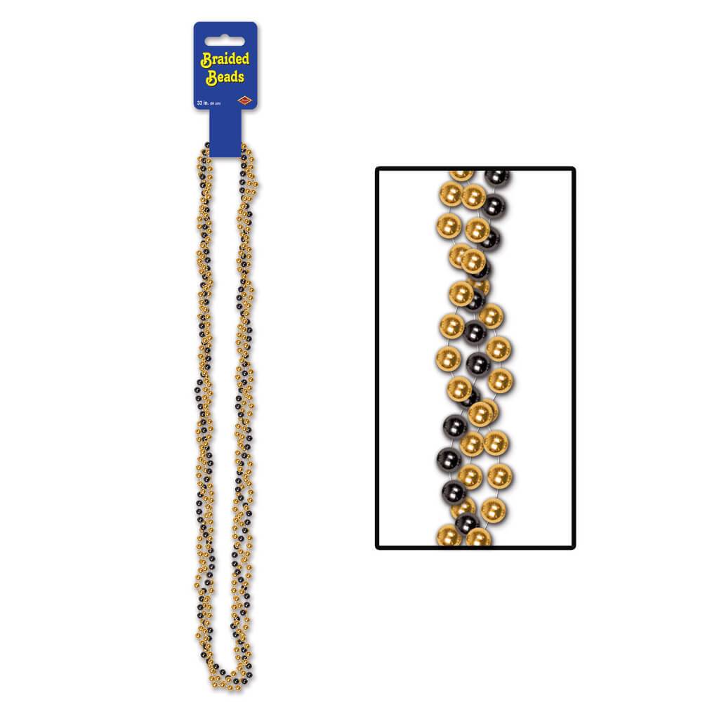 Beads Braided Black Gold 