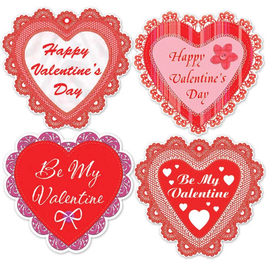 Happy Valentine&#39;s Day Lace Heart Cut Outs 