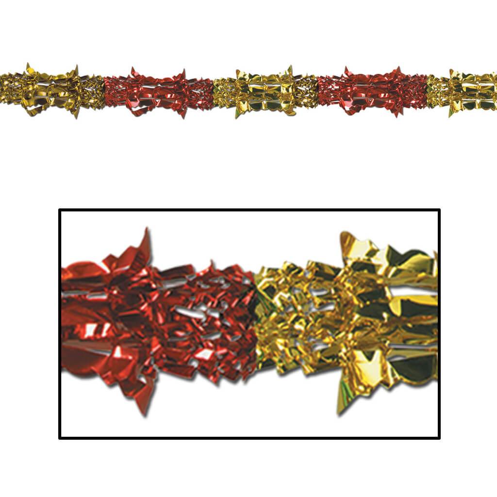 Metallic Garland 8in x 9ft Red Gold 