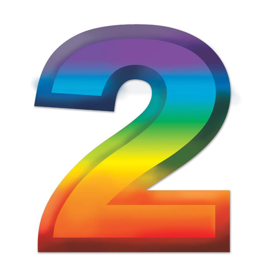 3-D Number 2in Multicolor 