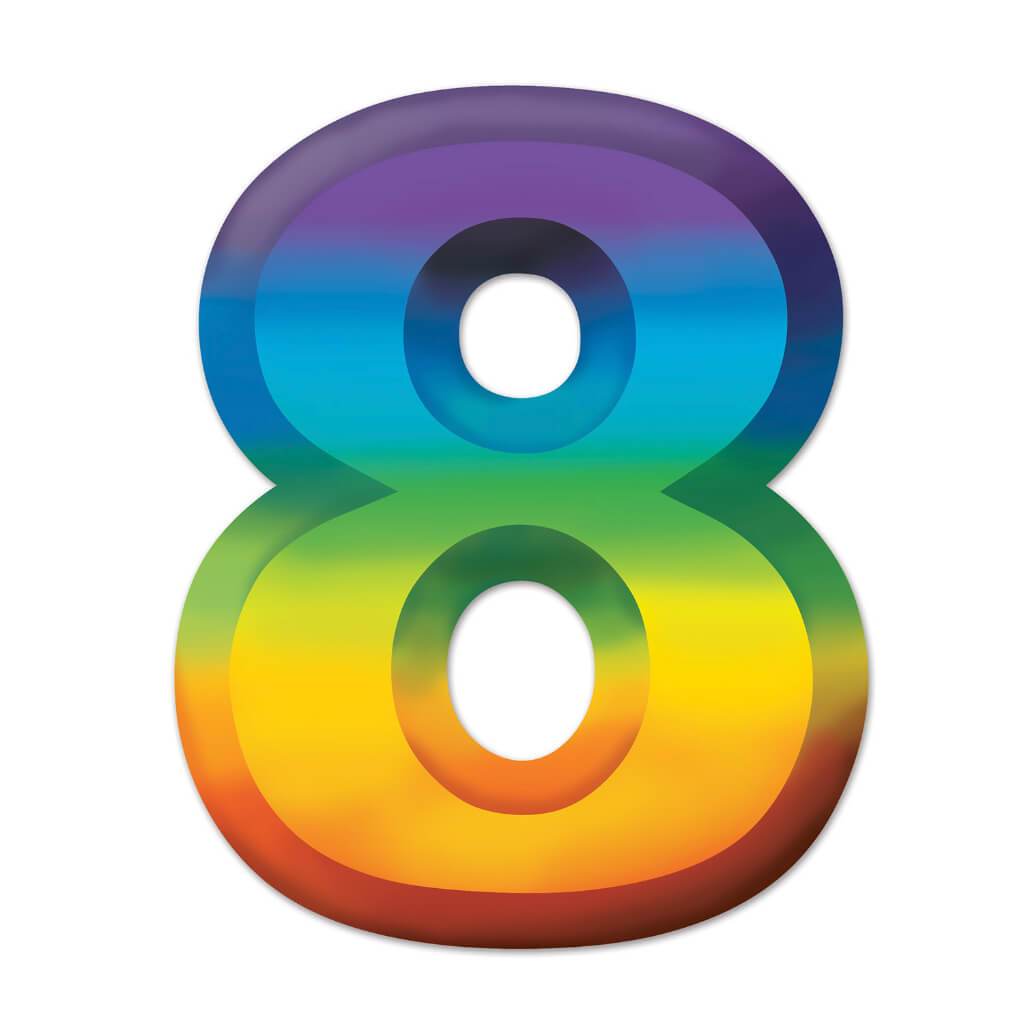 3-D Number 8in Multicolor 