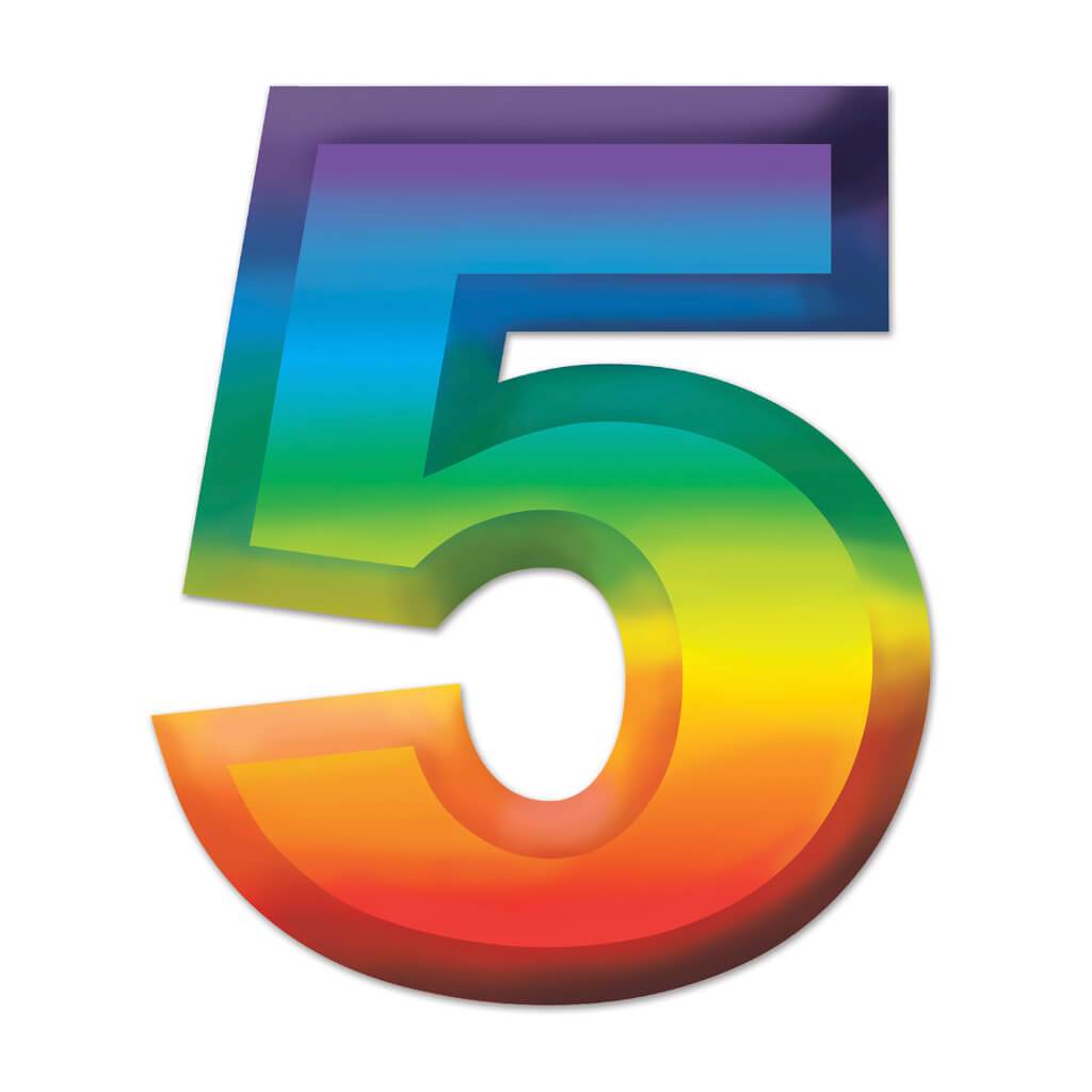 3-D Number 5in Multicolor 