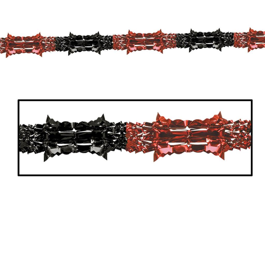 Metallic Garland 8in x 9ft Black/Red 