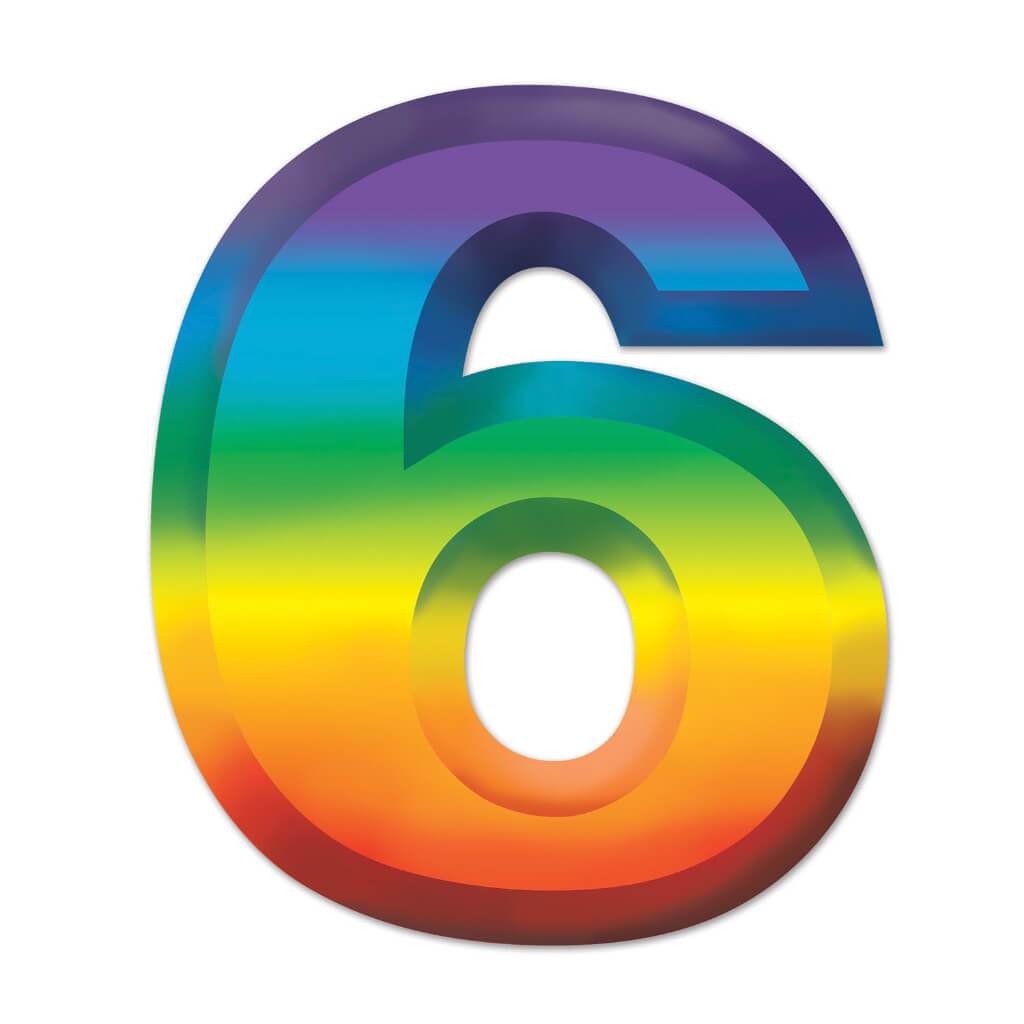 3-D Number 6in Multicolor 