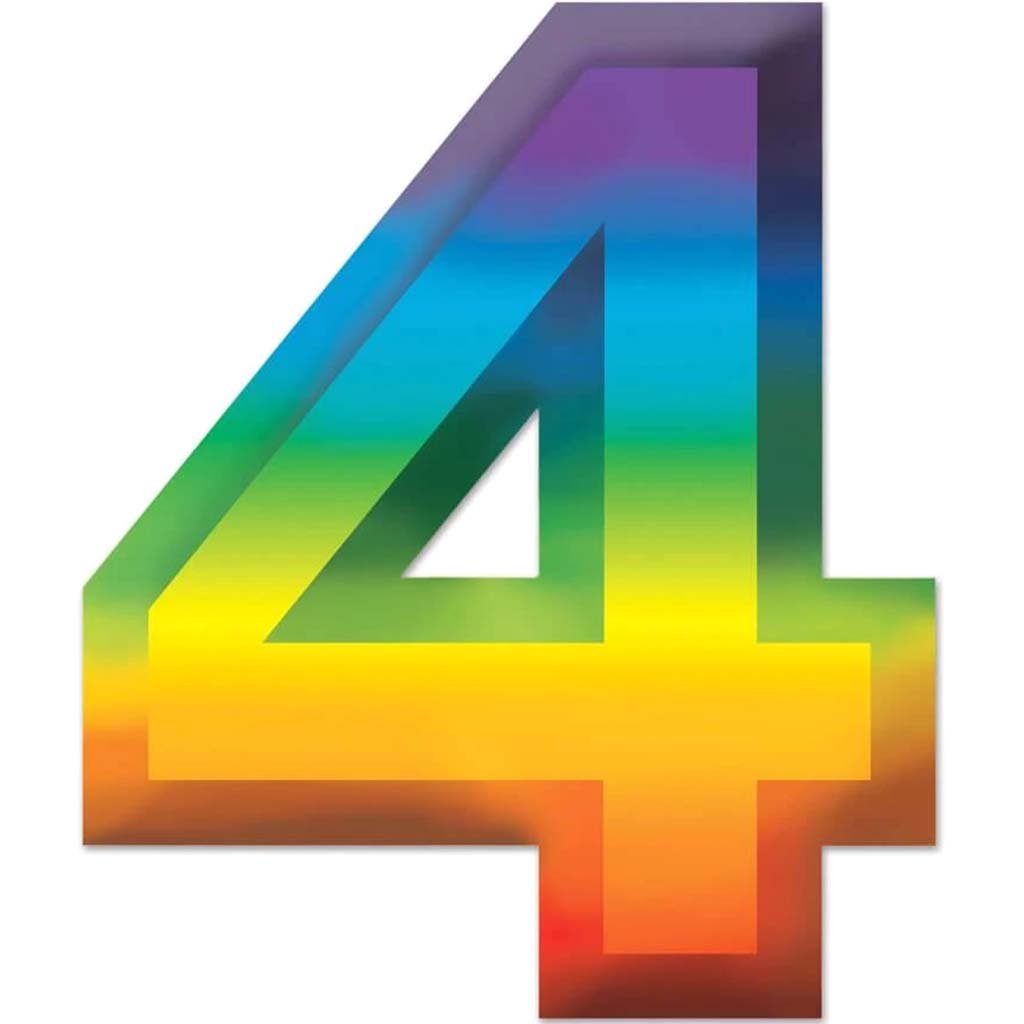 3-D Number 4in Multicolor 