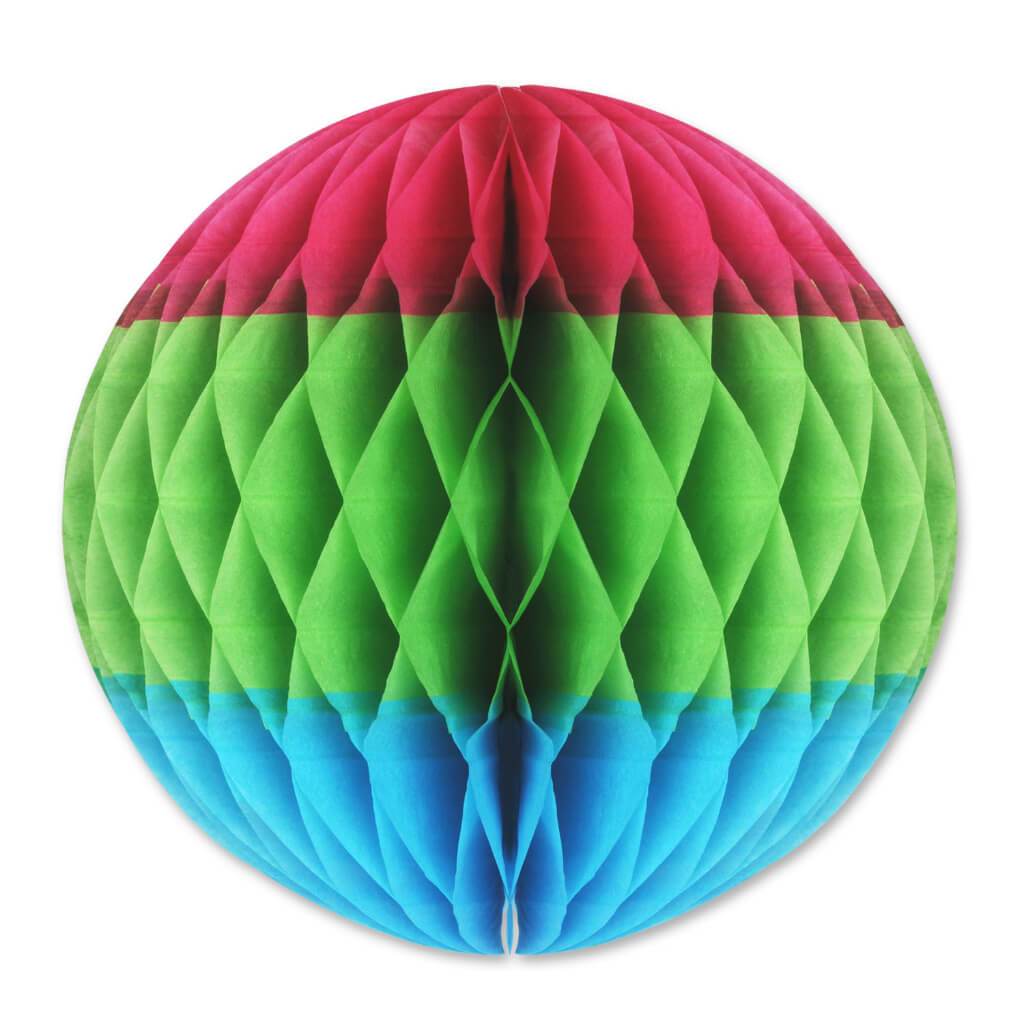 Tissue Ball 12in Cerise, Light Green, Turquoise 