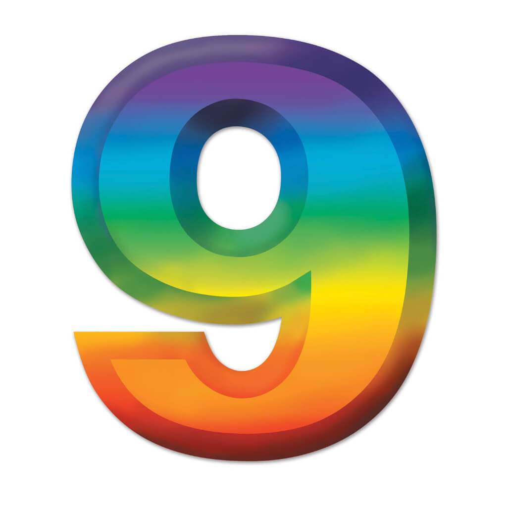 3-D Number 9in Multicolor 