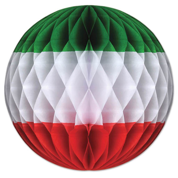 Tissue Ball 12in Red, White, Green 
