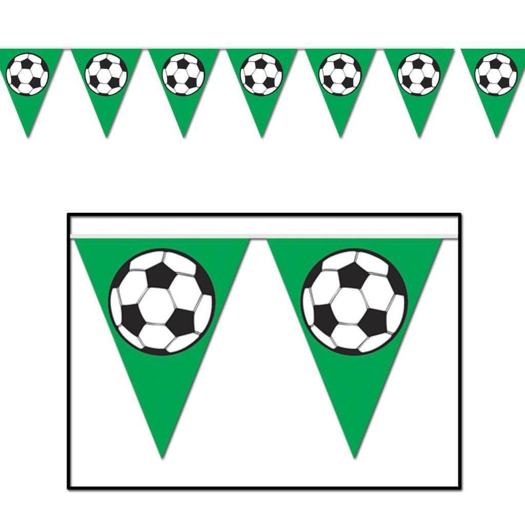 Soccer Ball Pennant Banner 10in x 12ft 