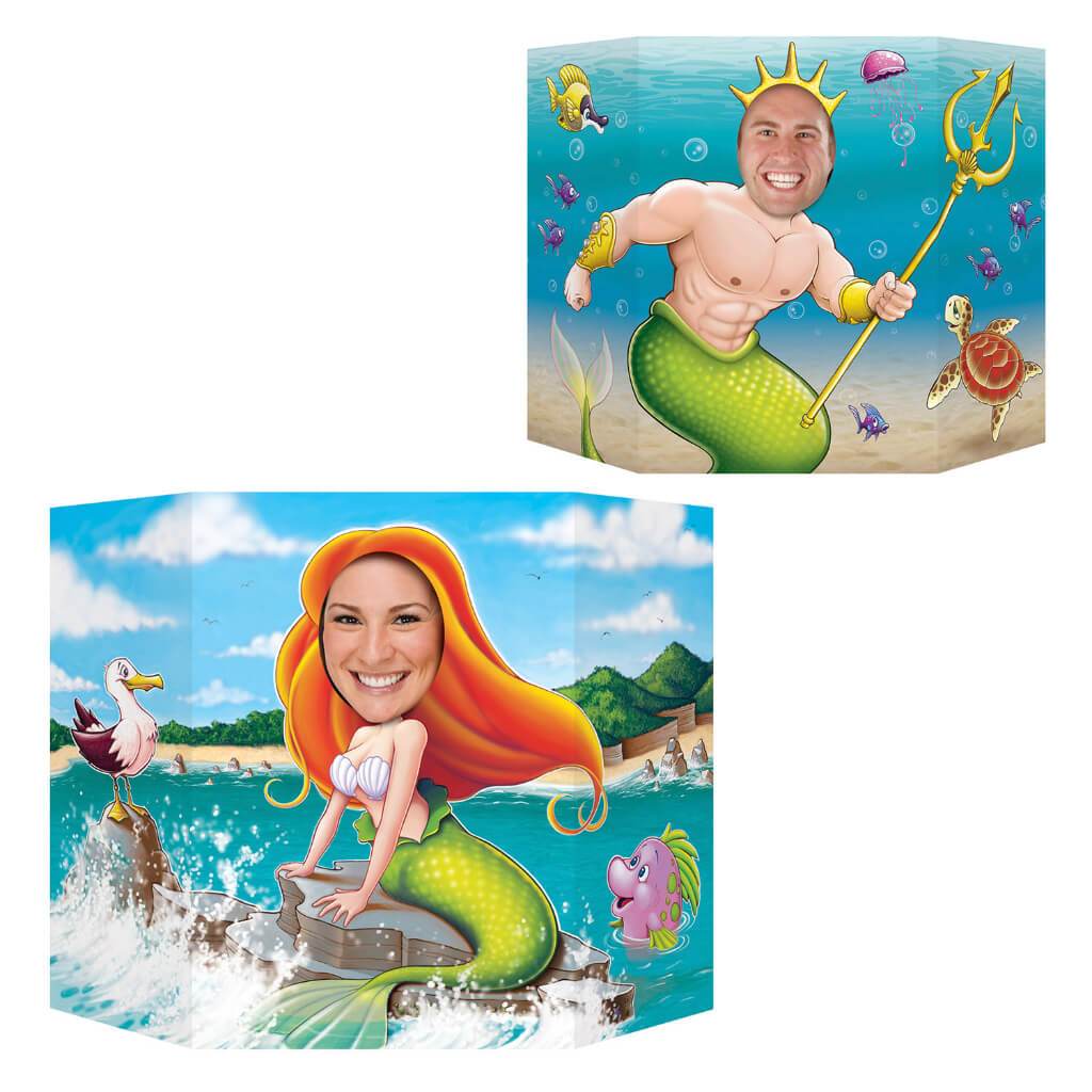 Mermaid and King Neptune Photo Prop 3ft 1 in x 25in 