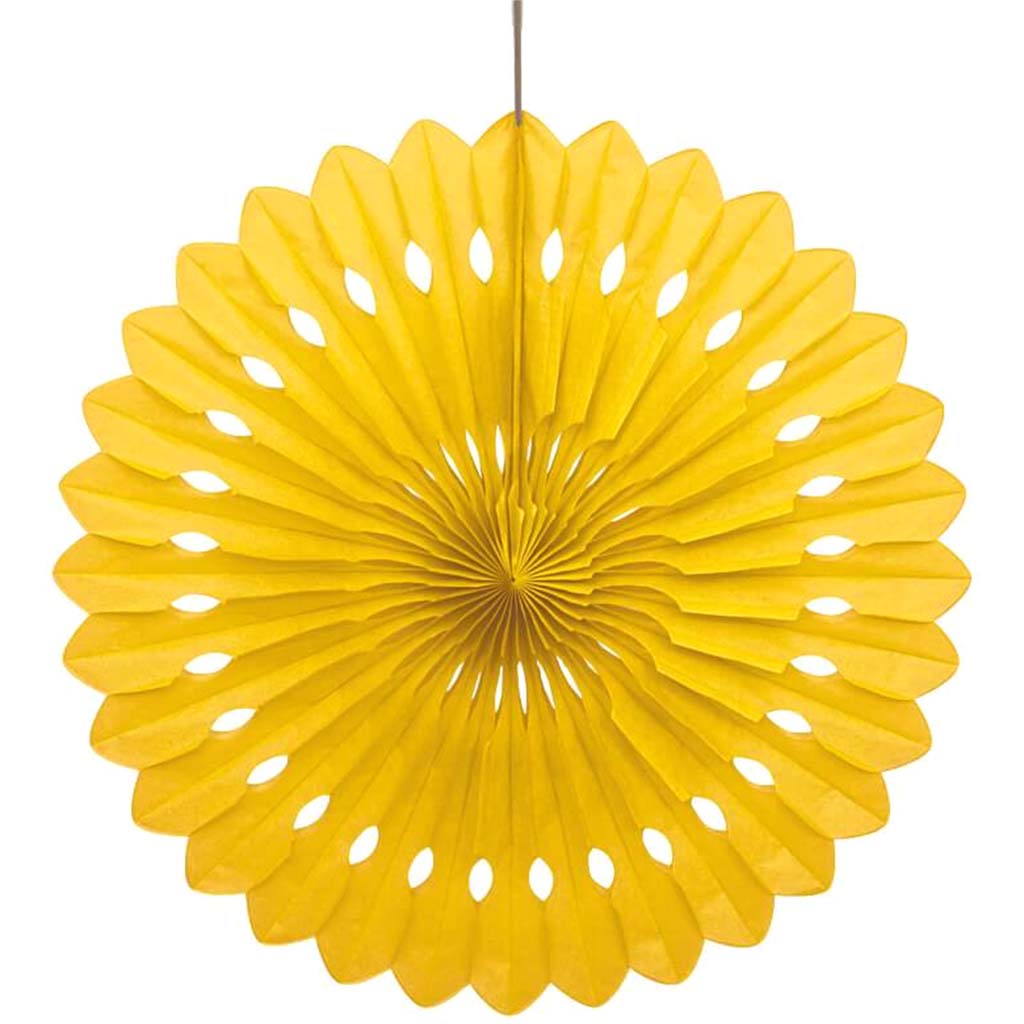 Tissue Paper Fan 16in, Sunflower Yellow 