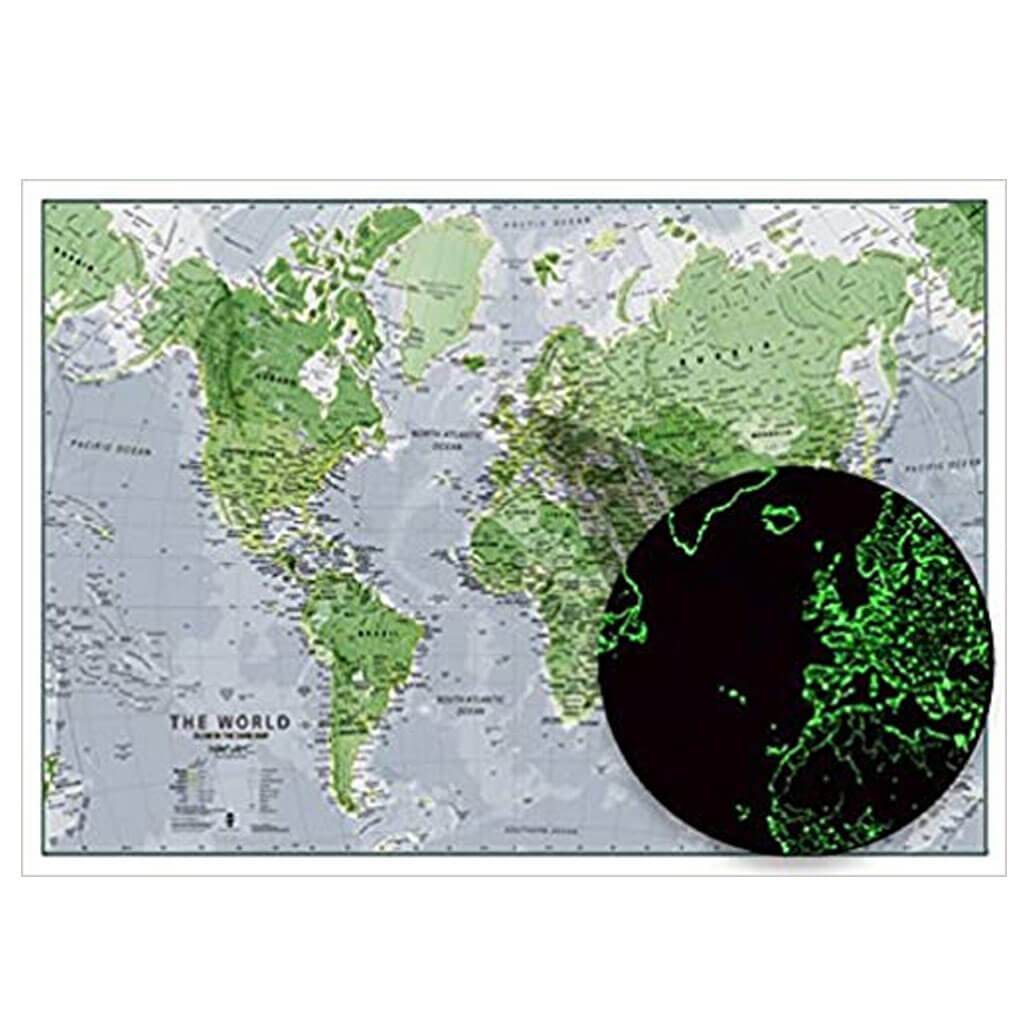 World Map Glow In The Dark 