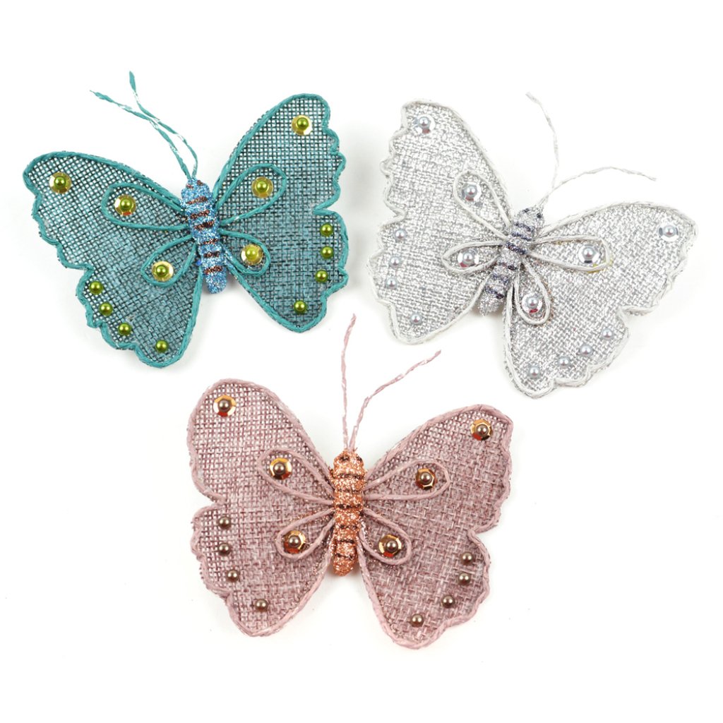 Burlap Butterfly Silver Silver 