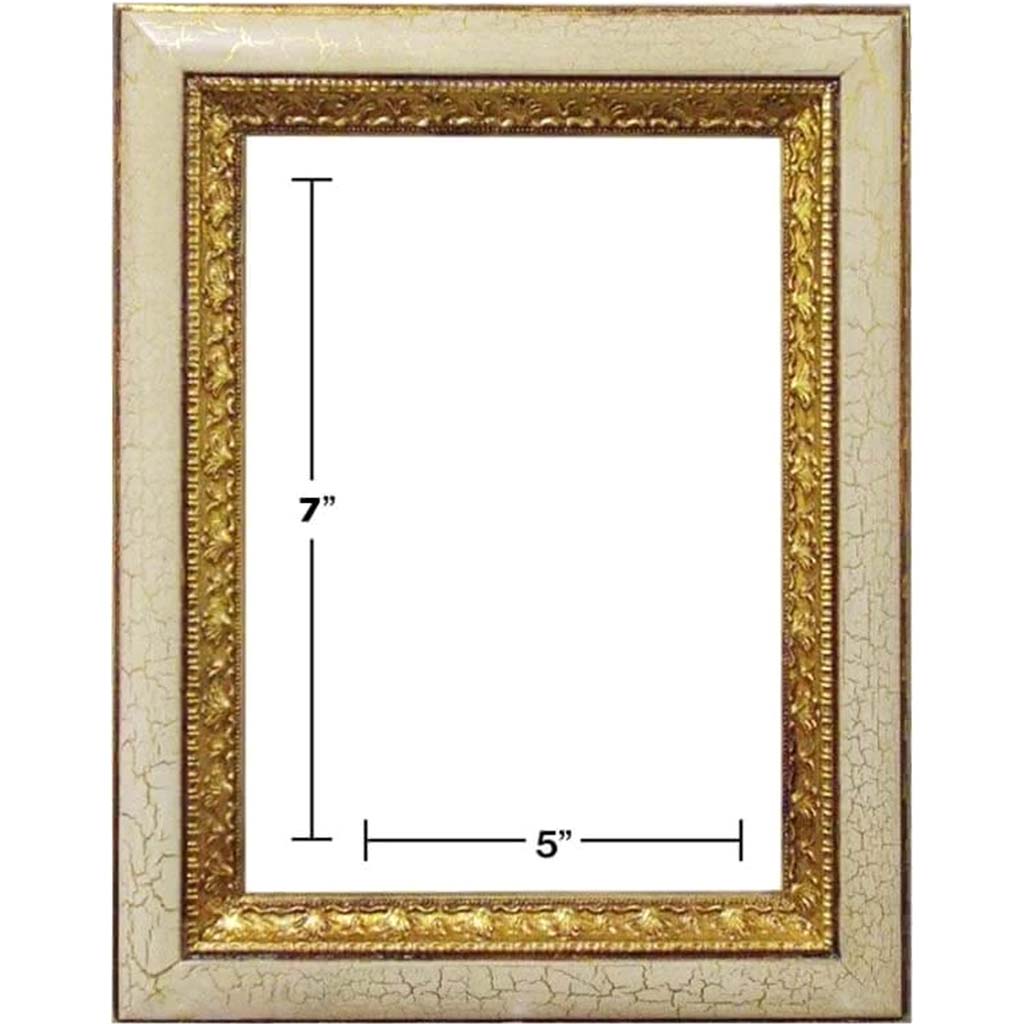 IVORY / GOLD CRACKLE PICTURE FRAMES 5in x 7in 