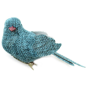 Burlap Bird on Clip 4"