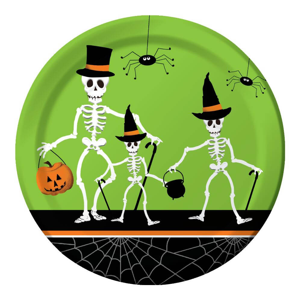 Dancing Skeletons, Dinner Plates 9in 8ct 