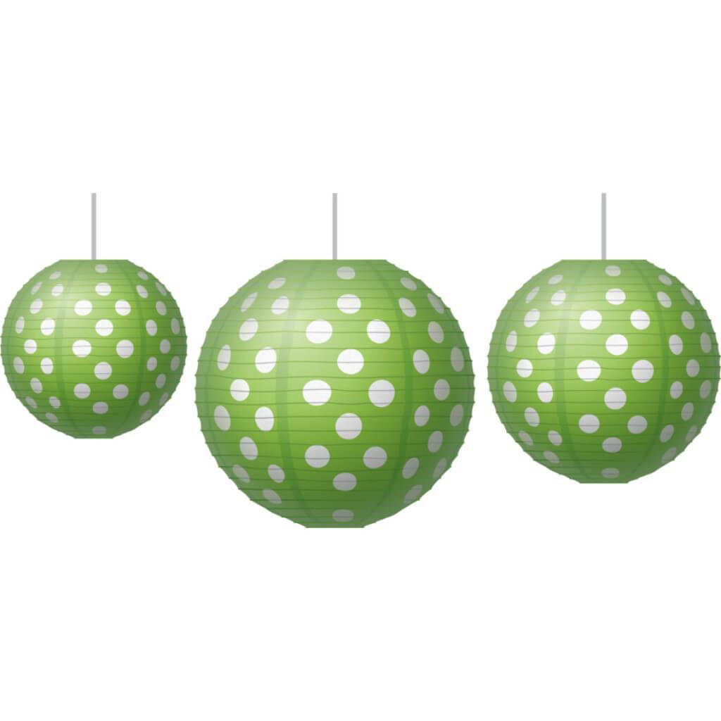 Lime Polka Dots Paper Lanterns 