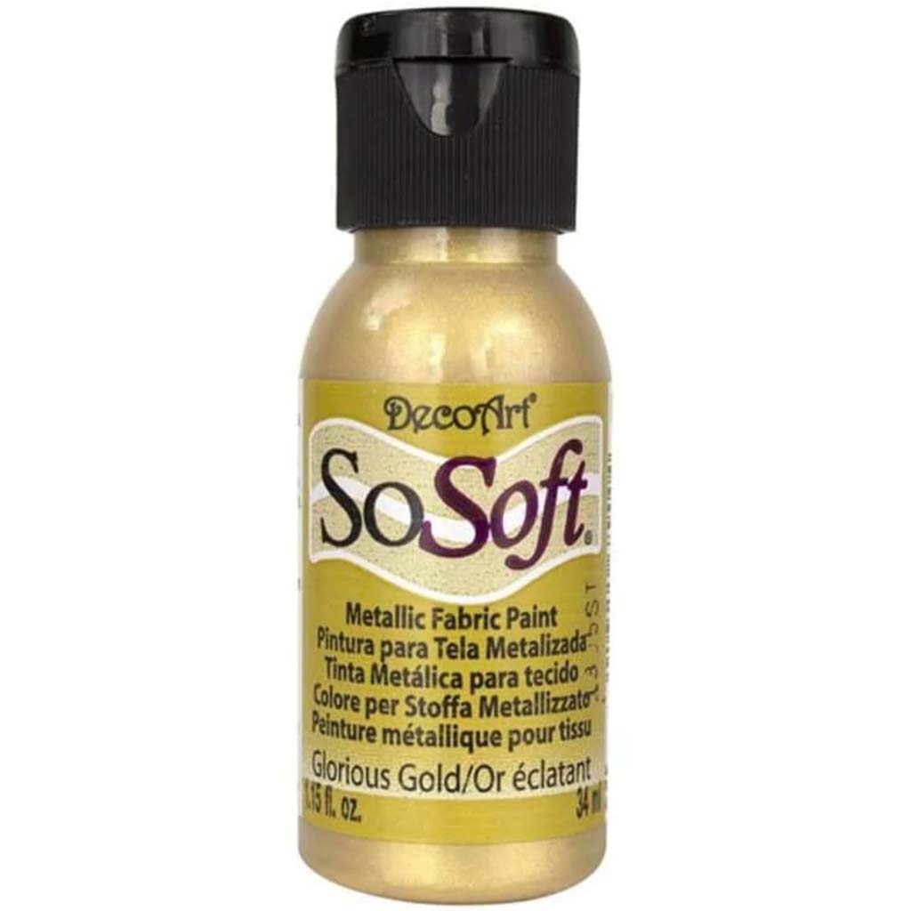Sosoft Metallic Fabric Paint Glorious Gold 1oz