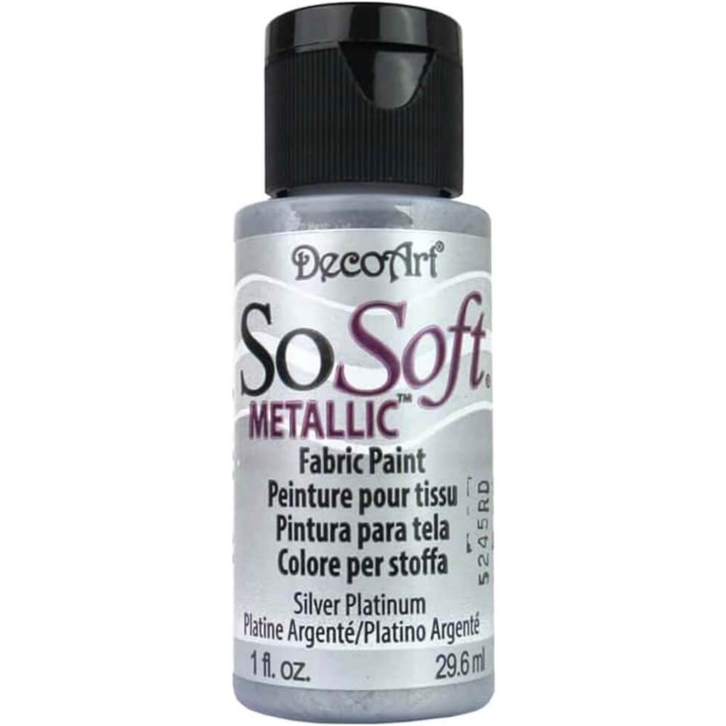 SOSOFT METALLICS FABRIC PAINT SILVER PLATINUM 1OZ