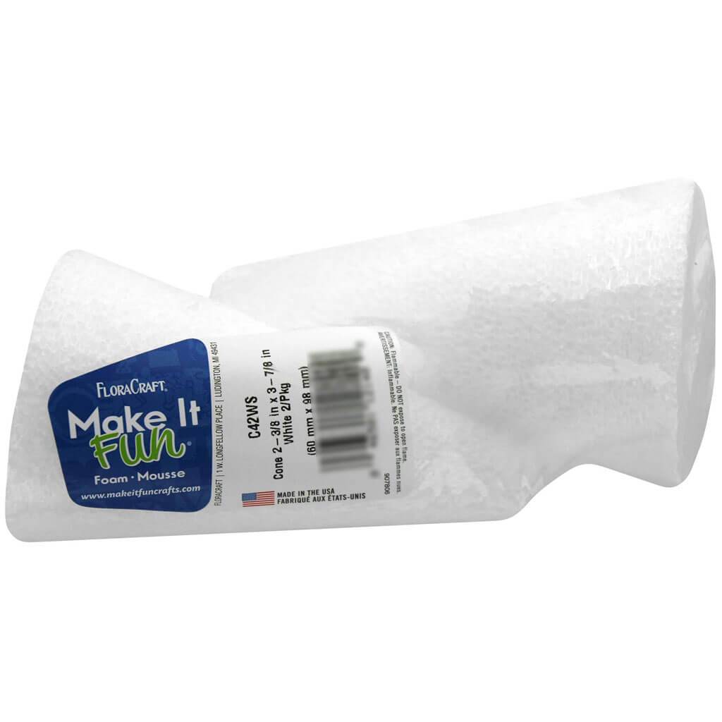 Styrofoam Cone 4x2-1/2 White