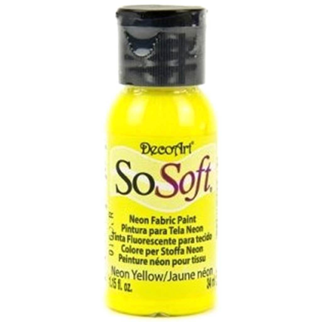 Sosoft Fabric Paint Neon Yellow 1.15oz