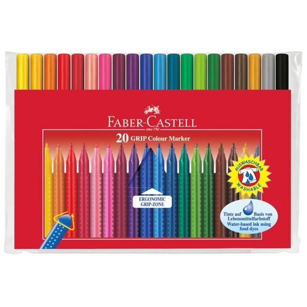Faber Castell Grip Fine Tip Washable Markers Set of 20