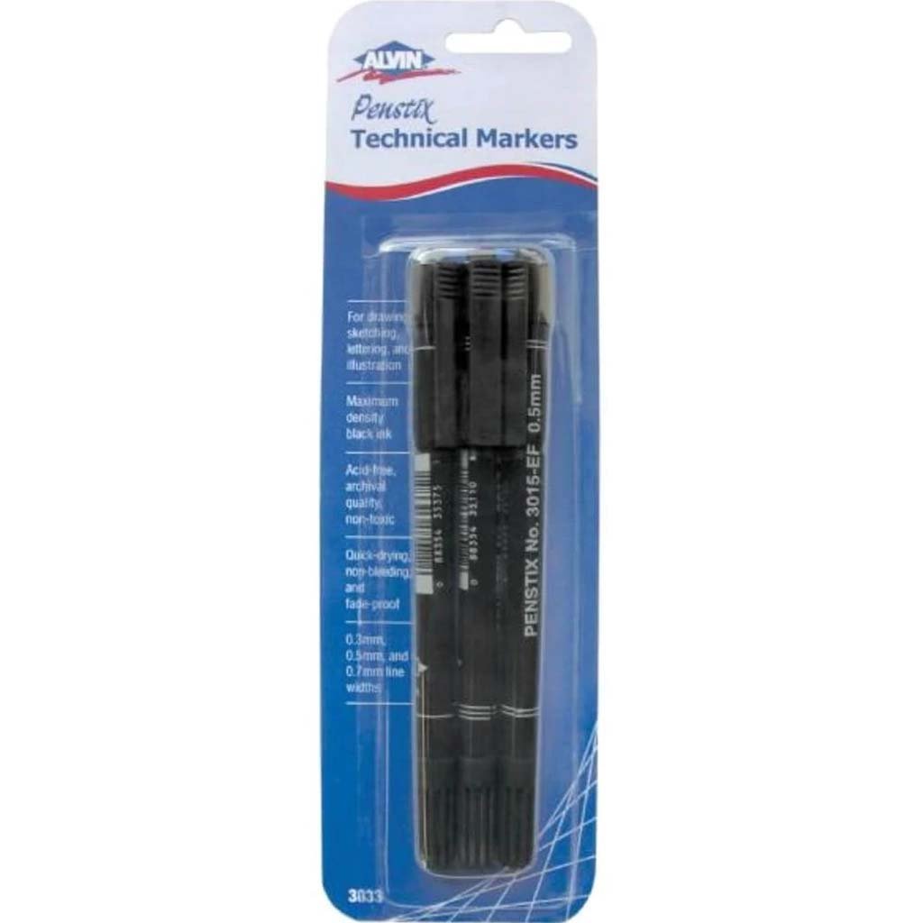 Technical Markers Set 3pc Black 