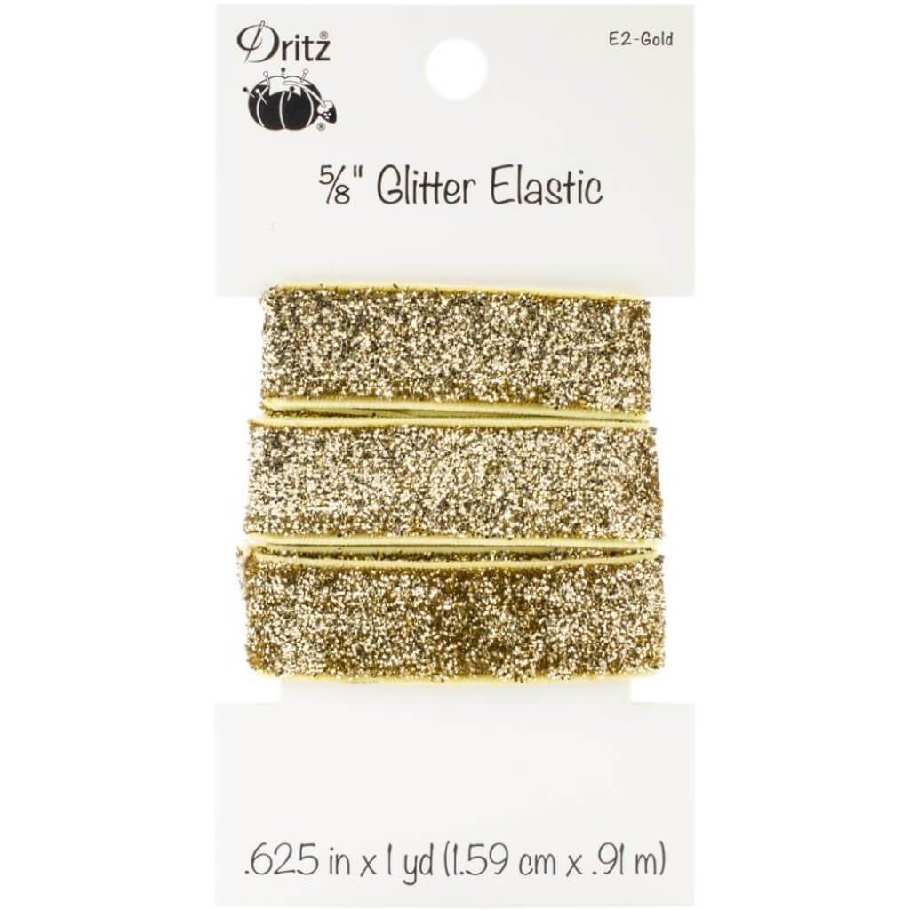 Dritz Glitter Elastic 5/8in x 1yd Gold