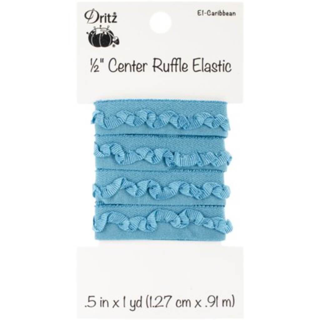 Dritz Center Ruffle Elastic 1/2in x 1yd Caribbean