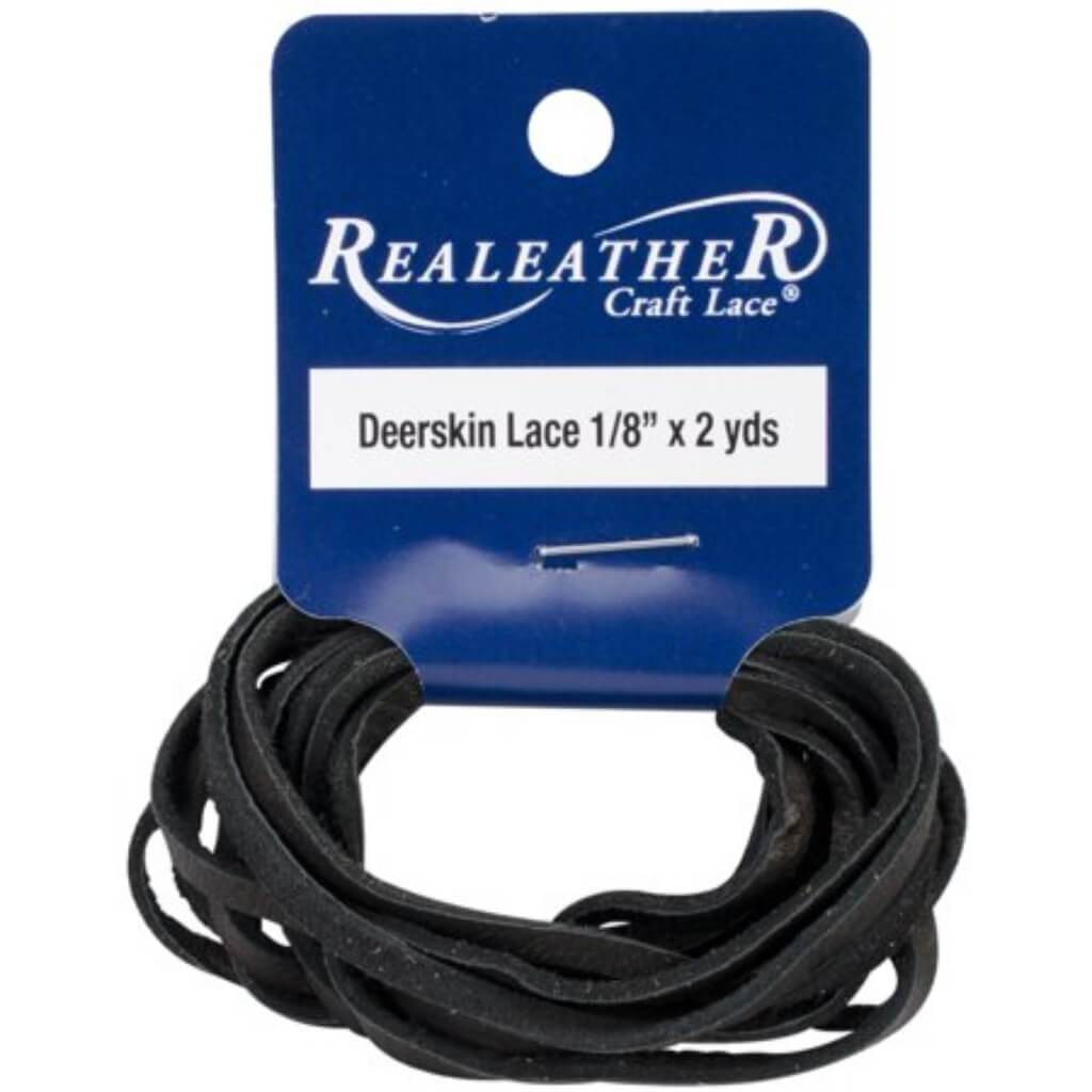 Realeather Crafts Deerskin Lace .125in x 2yd Packaged Black