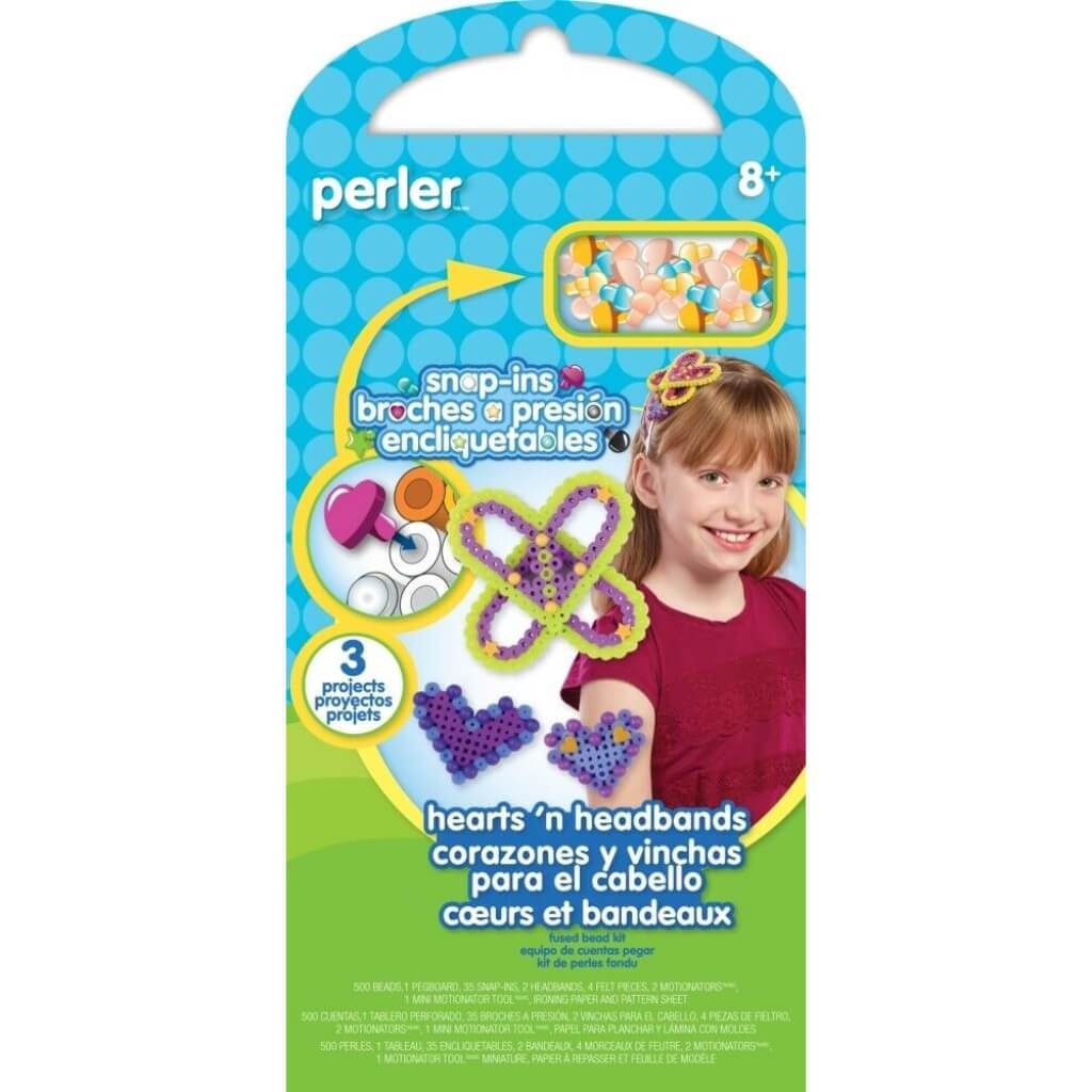Perler Snap-Ins Fun Fusion Fuse Bead Activity Kit Hearts 'n Headbands
