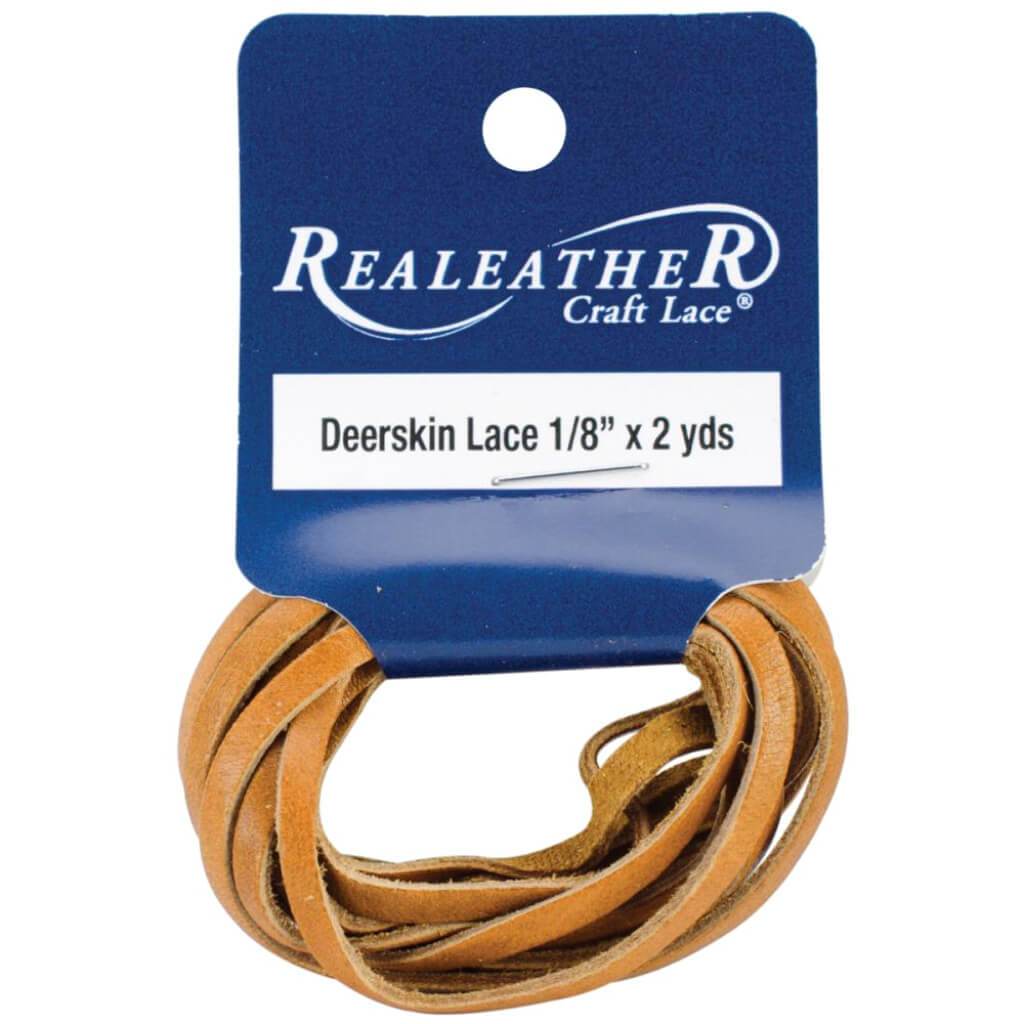 Realeather Crafts Deerskin Lace .125in x 2yd Packaged Saddle Tan