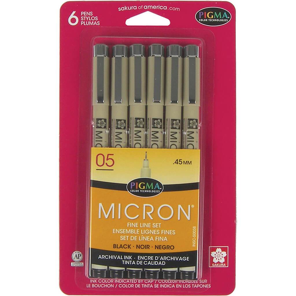 Pigma Micron Pens 05 .45mm 6pkg