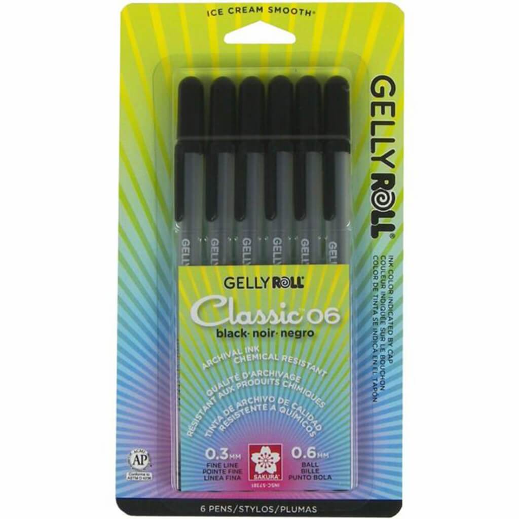 Gelly Roll Fine Point Pens 6/pkg Black