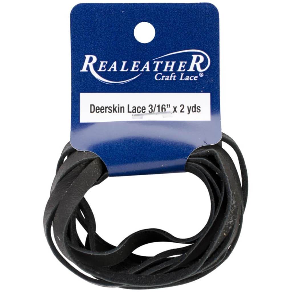 Realeather Crafts Deerskin Lace .1875in x 2yd Packaged Black