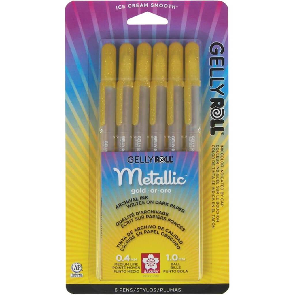 Gelly Roll Metallic Medium Point Pens 6pcs Gold