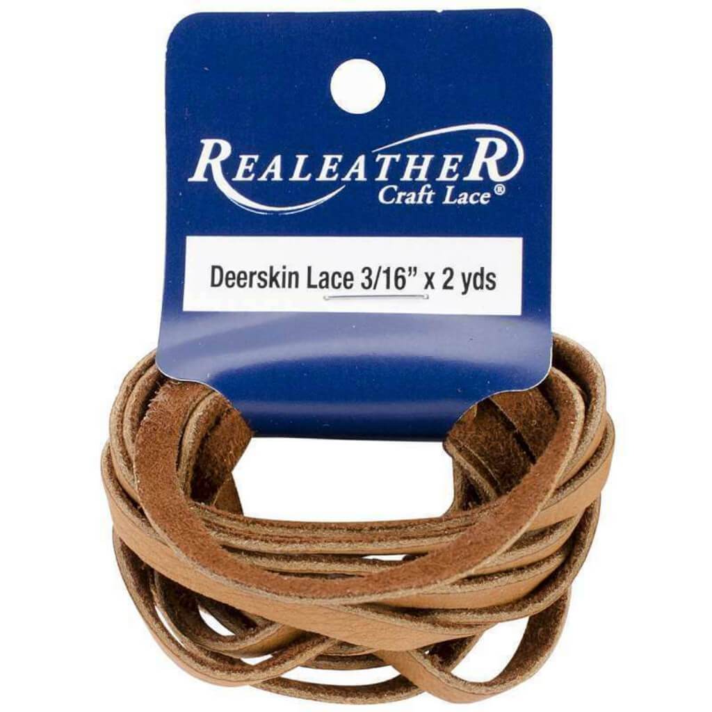 Realeather Crafts Deerskin Lace .1875in x 2yd Packaged Saddle Tan