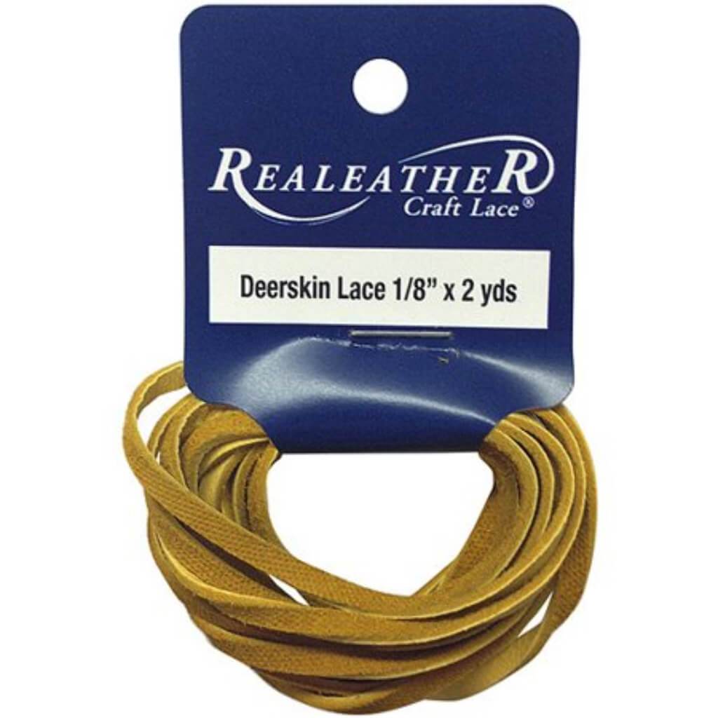 Realeather Crafts Deerskin Lace .125in x 2yd Packaged Gold