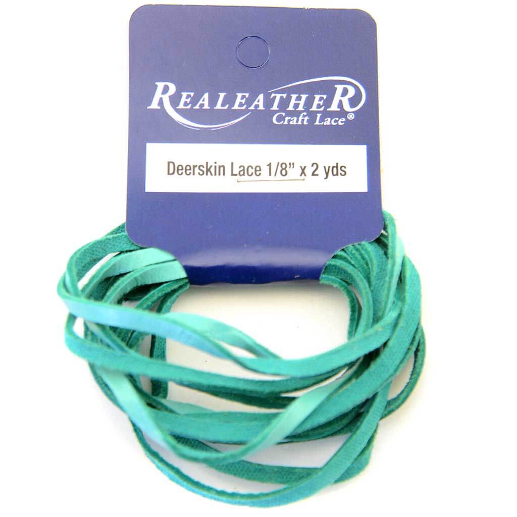 Realeather Crafts Deerskin Lace .125in x 2yd Packaged Turquoise