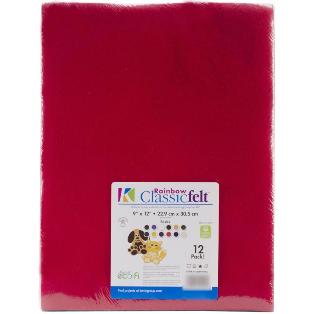 Rainbow Classic Felt 9in x 12in 12/Pkg Basics