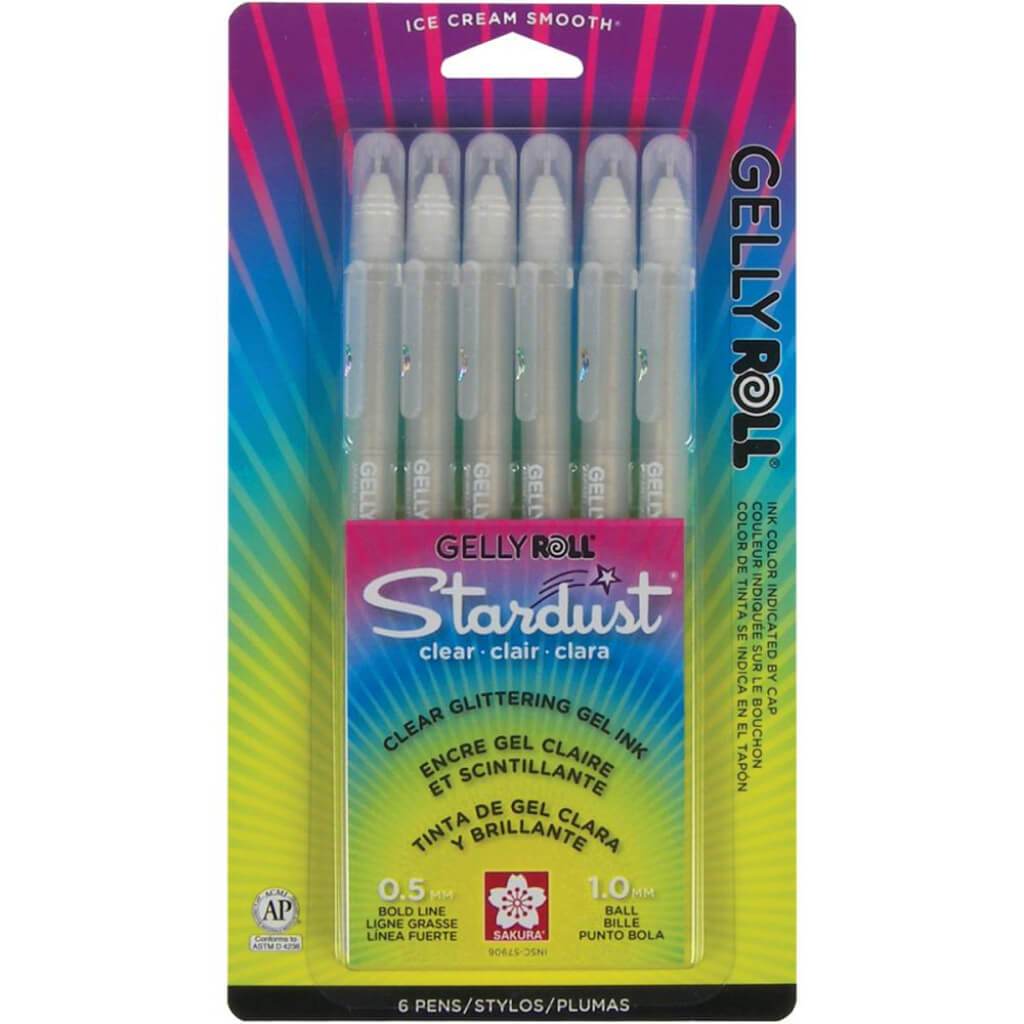 Gelly Roll Stardust Bold Point Pens Clear 6pc