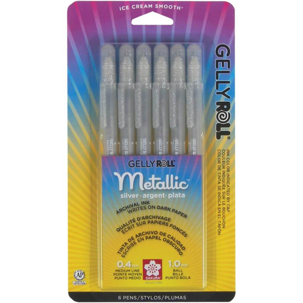 Gelly Roll Metallic Medium Point Pens Silver 6pc