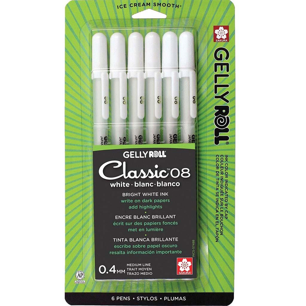 Gelly Roll Medium Point Pens 6/Pkg White