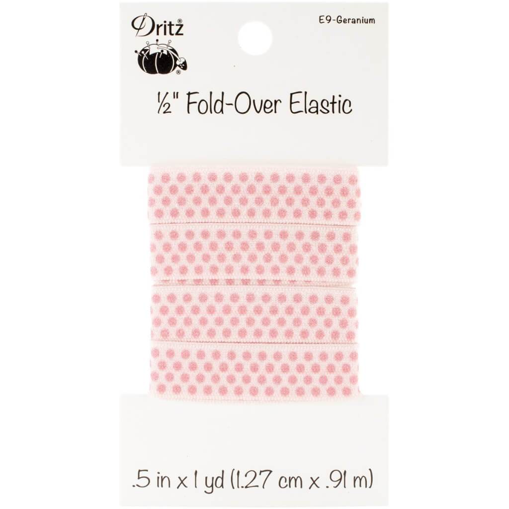Fold-Over Elastic 1.5in x 1yd Small Dots - Geranium