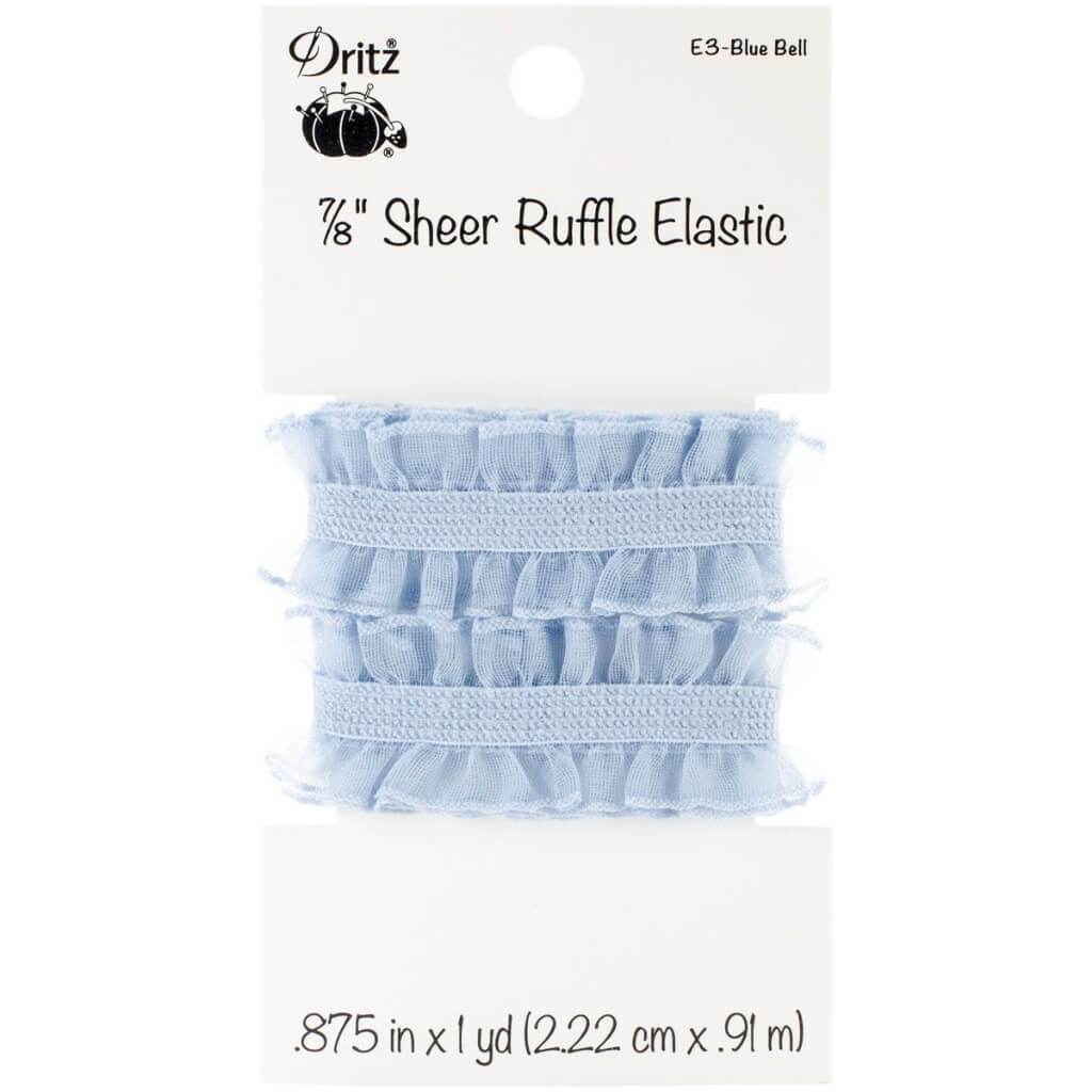 Dritz Sheer Ruffle Elastic 7/8in x 1yd Blue Bell