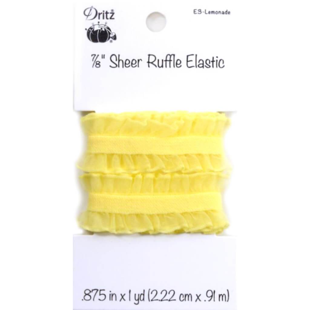 Dritz Sheer Ruffle Elastic 7/8in x 1yd Lemonade