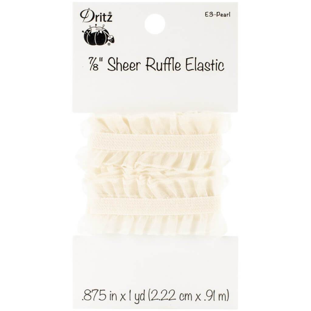 Dritz Sheer Ruffle Elastic 7/8in x 1yd Pearl
